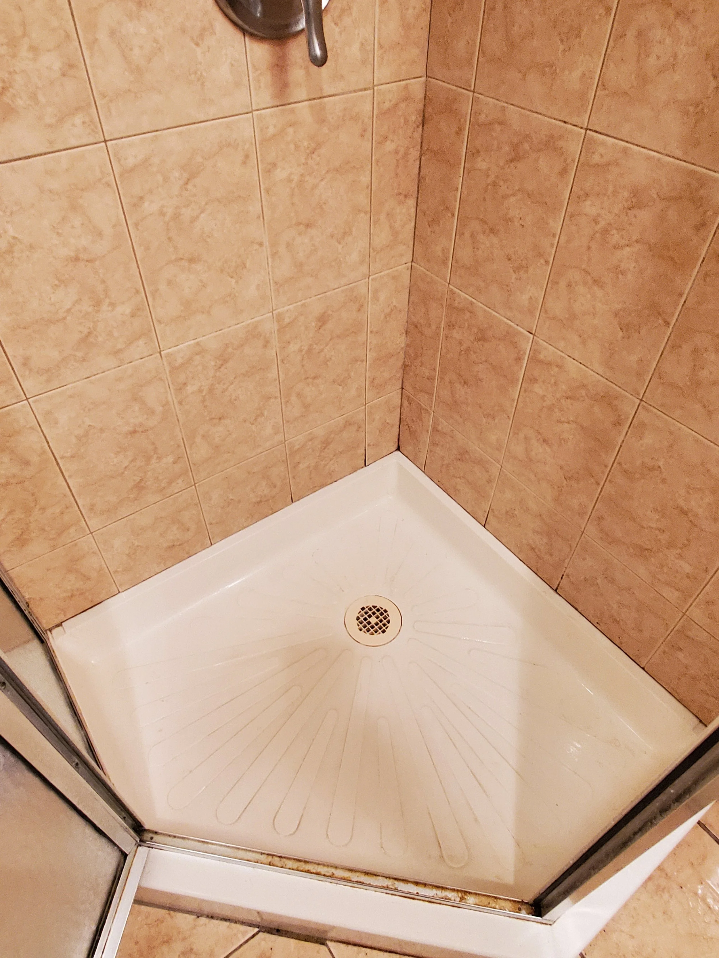 Shower after debris and mildew cleaned - AFTER DEEP CLEANING