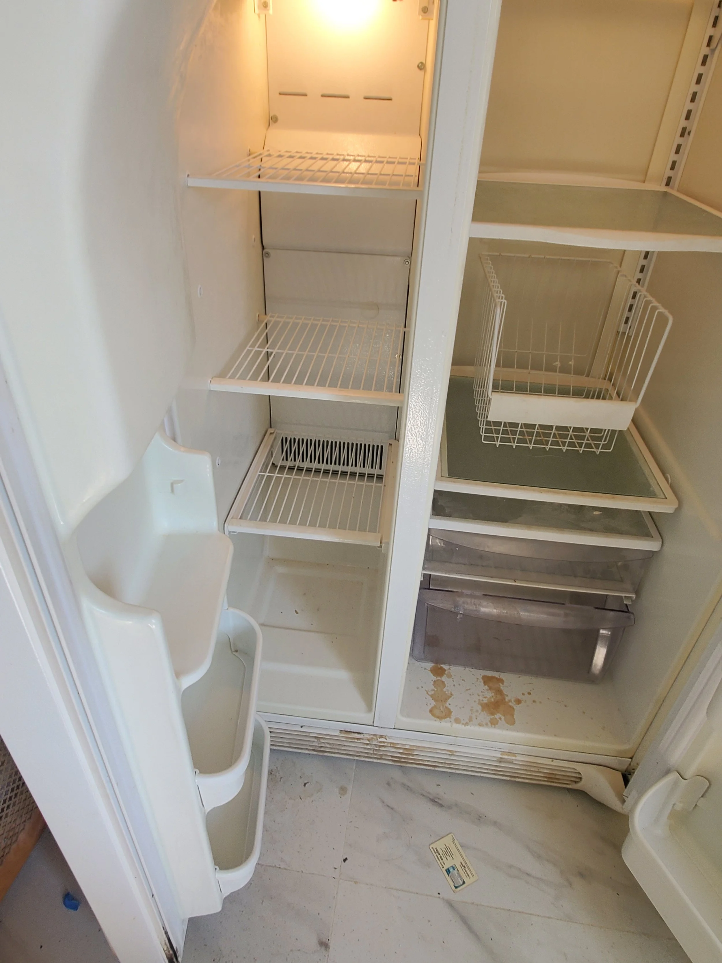 REFRIGERATOR INTERIOR - BEFORE CLEAN-UP