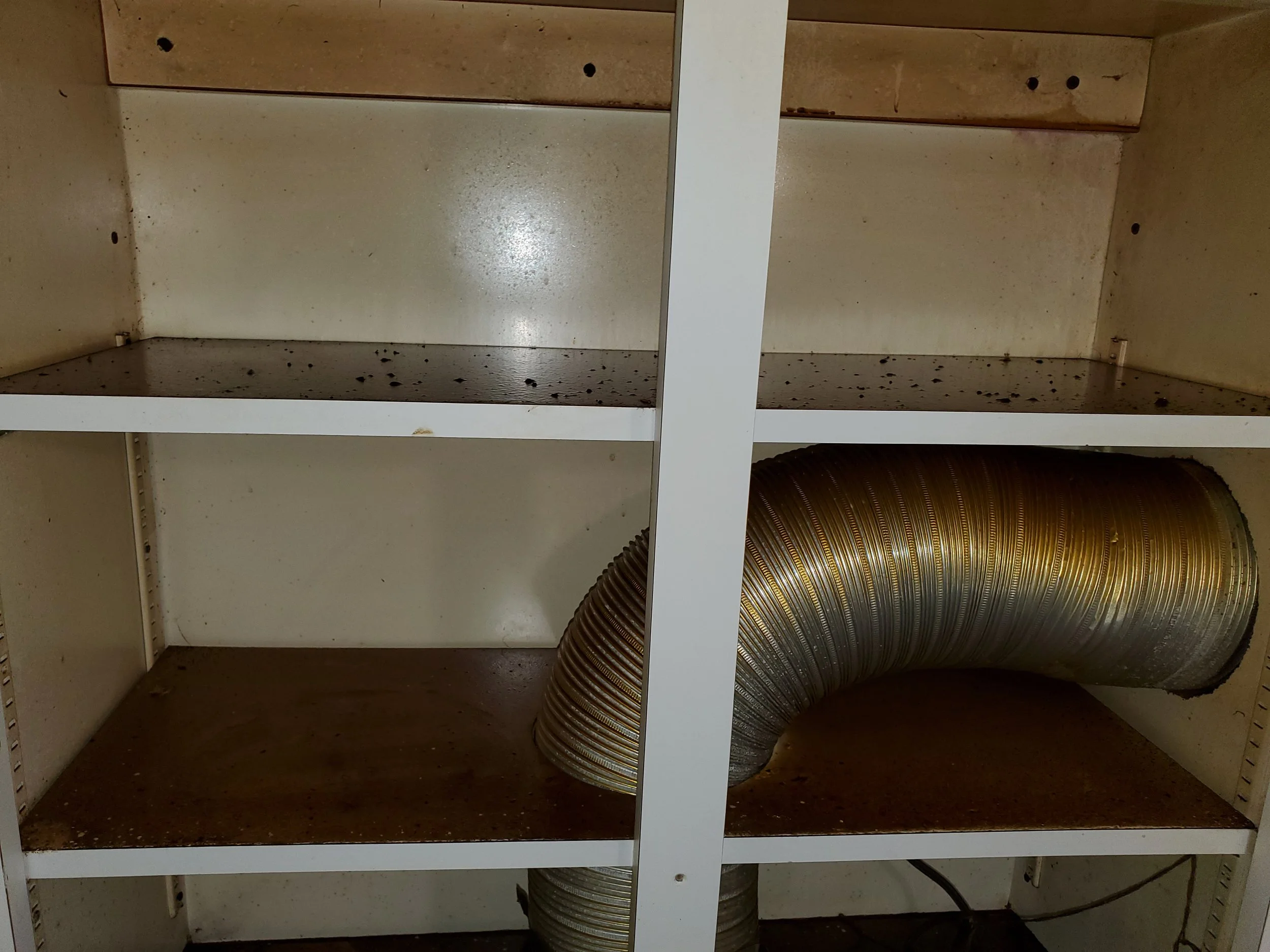 Grease covered shelf - BEFORE CLEAN-UP