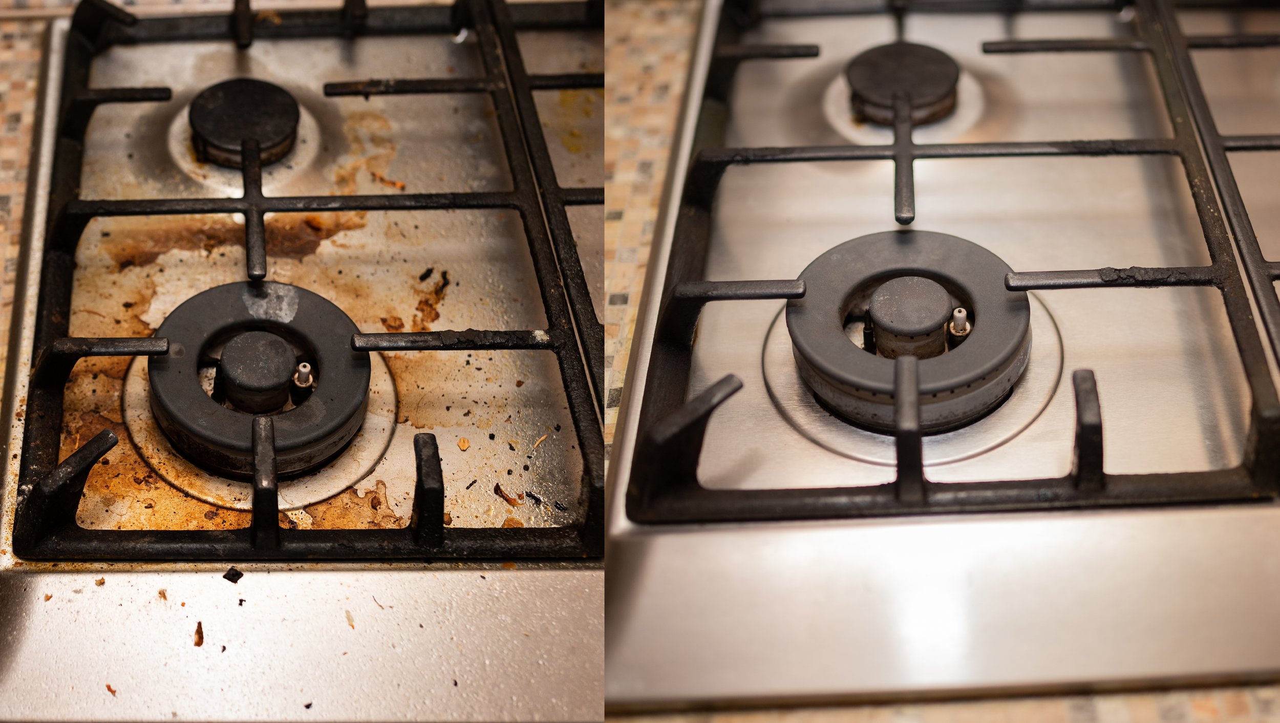 Greasy Stove Top - Before and After