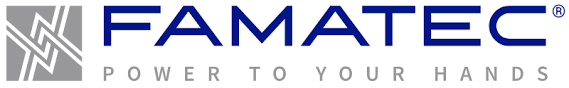 Logo di FAMATEC con testo 'POWER TO YOUR HANDS', service partner di TSC S.r.l.