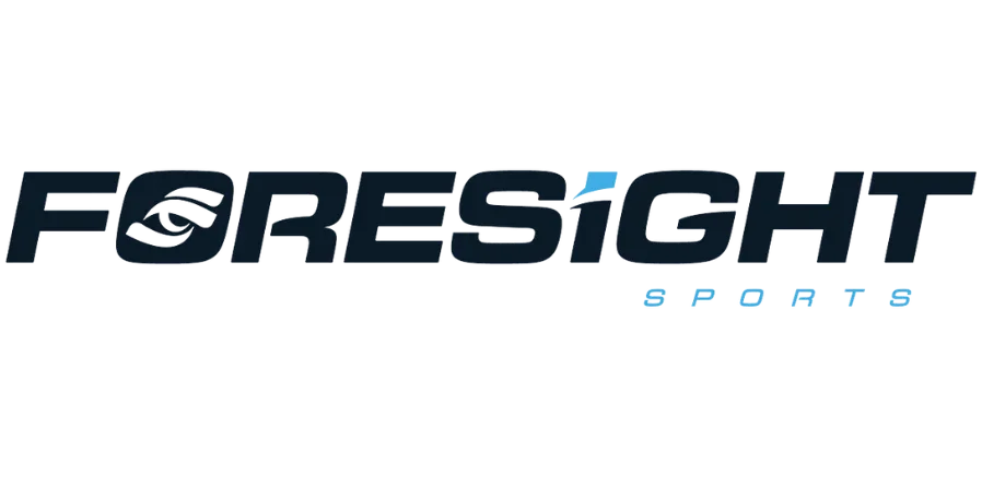 Logo for Foresight Sports featuring stylized text with an eye incorporated into the 'O' in 'FORESIGHT'.