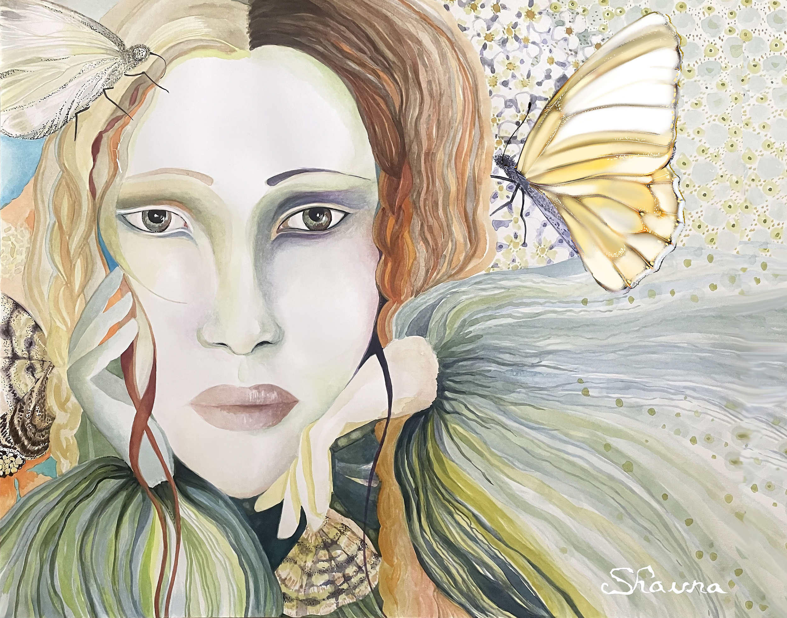 A watercolor by artist Shauna Crandall depicting the wisdom in receiving inspiration from unexpected places.