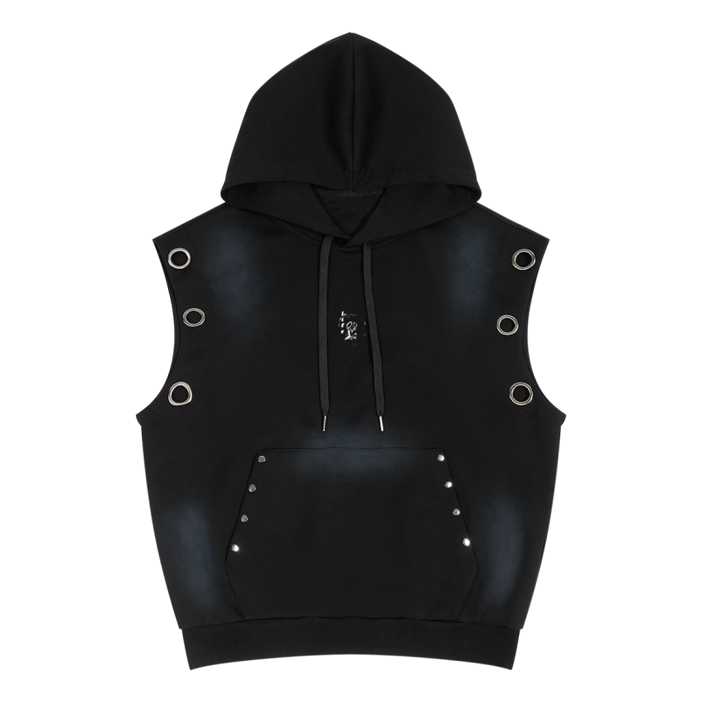 'Life' vintage wash hooded vest