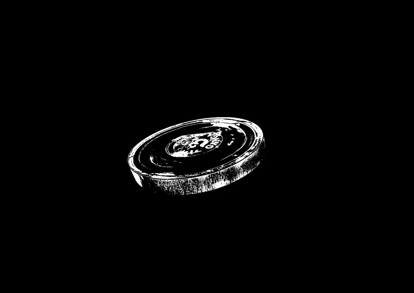 A black and white, high-contrast image of souvenir