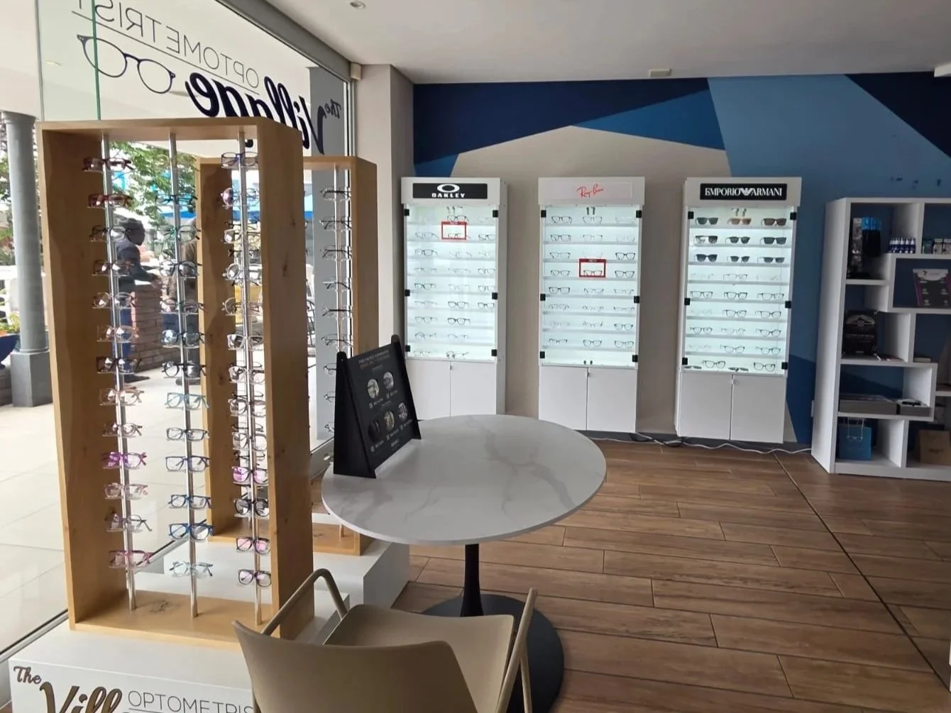 The Village Optometrist dispensing area and frame displays, Hermanus