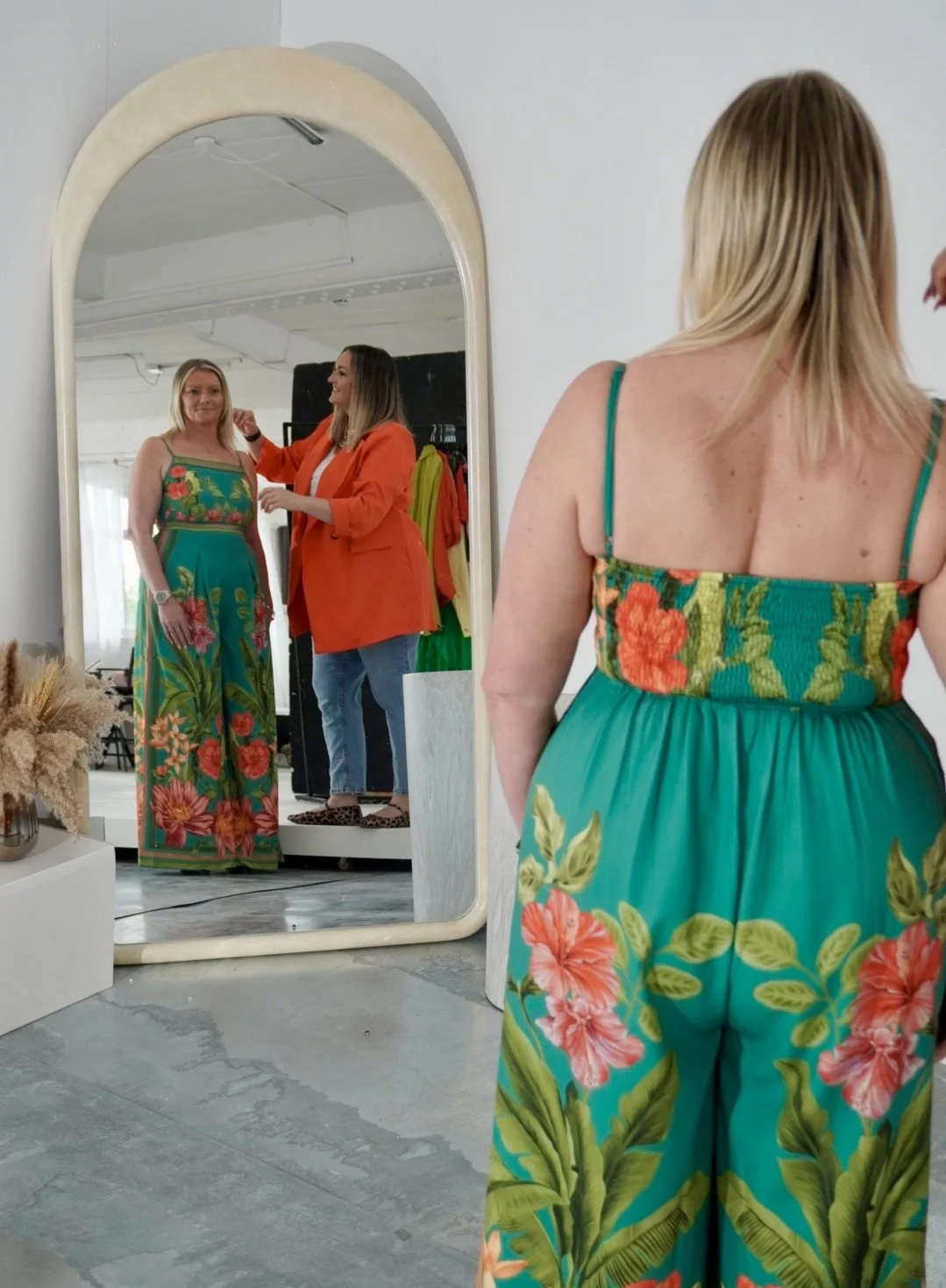 Personal shopping session helping a woman to find the right clothes for her shape and seasonal colour palette.