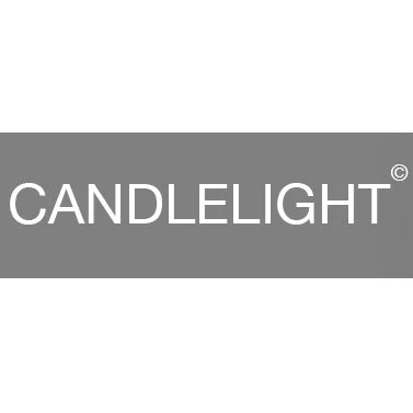 Candlelight logo with a gray background and white text.