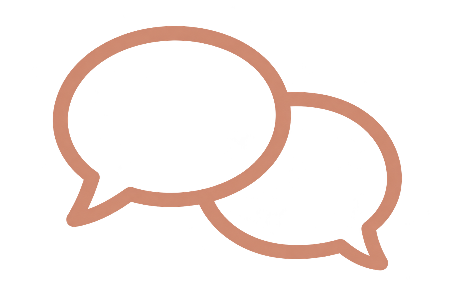 Two speech bubbles with neon pink glow on a black background.