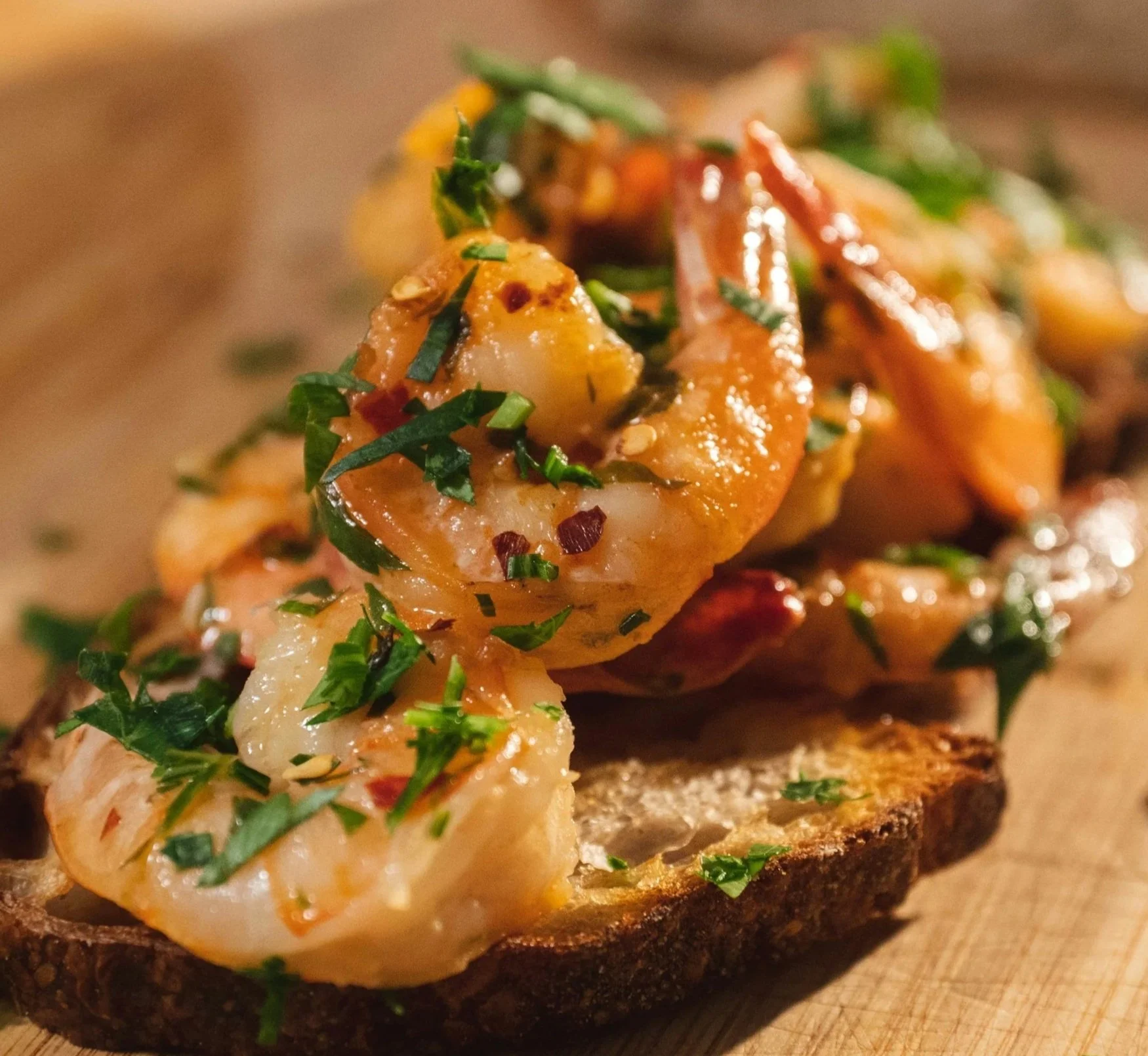 Fresh hibachi shrimp prepared on-site for a private dinner.