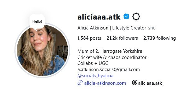 Instagram profile