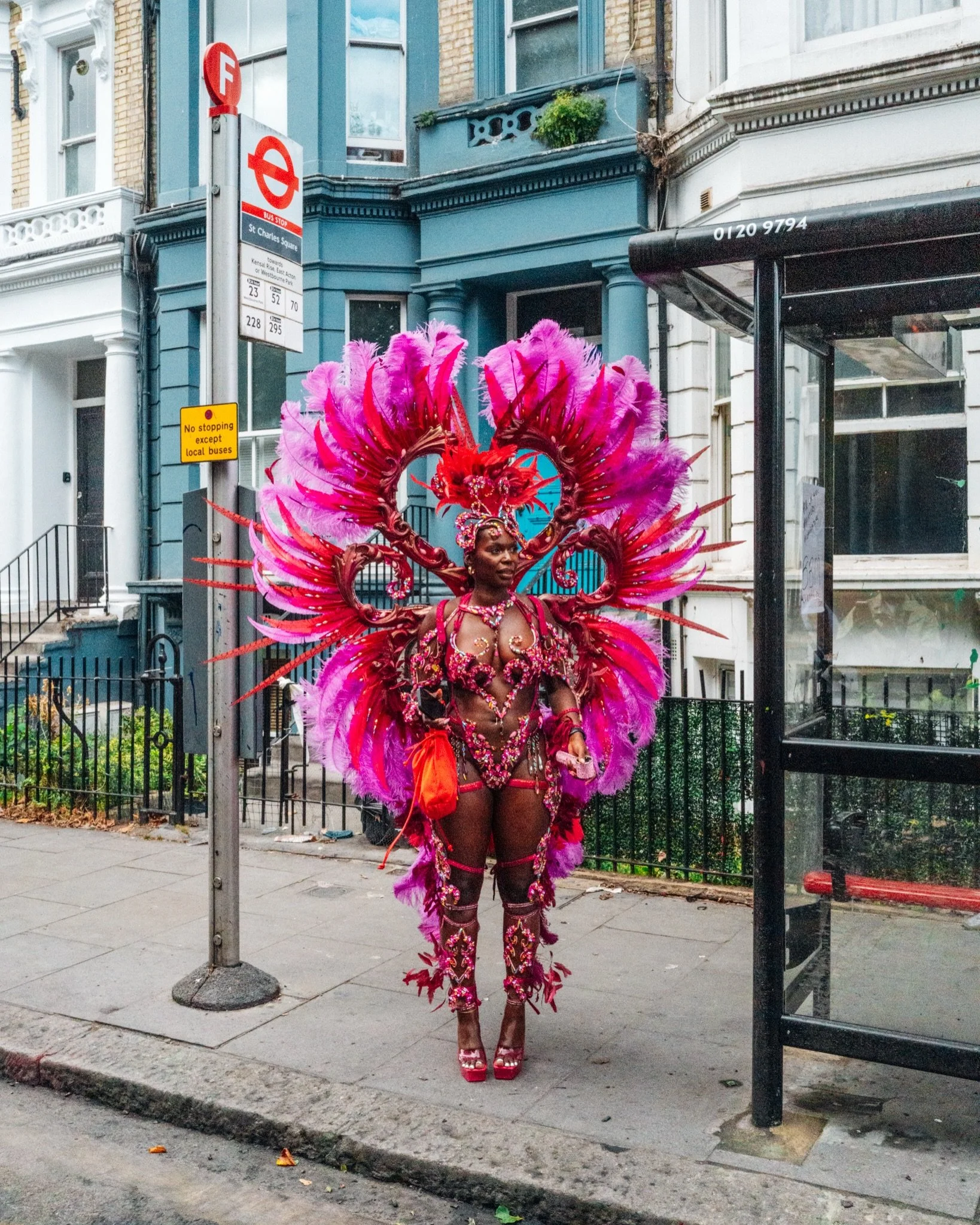 More pictures of Notting Hill Carnival&rsquo;s main parade on Monday! The outfits were AMAZING! 🤩 (lol at the &ldquo;my costume costs more than my rent&rdquo; sign) 

#nottinghillcarnival #nottinghillcarnival2026 #nottinghill #londonstreetphotograph