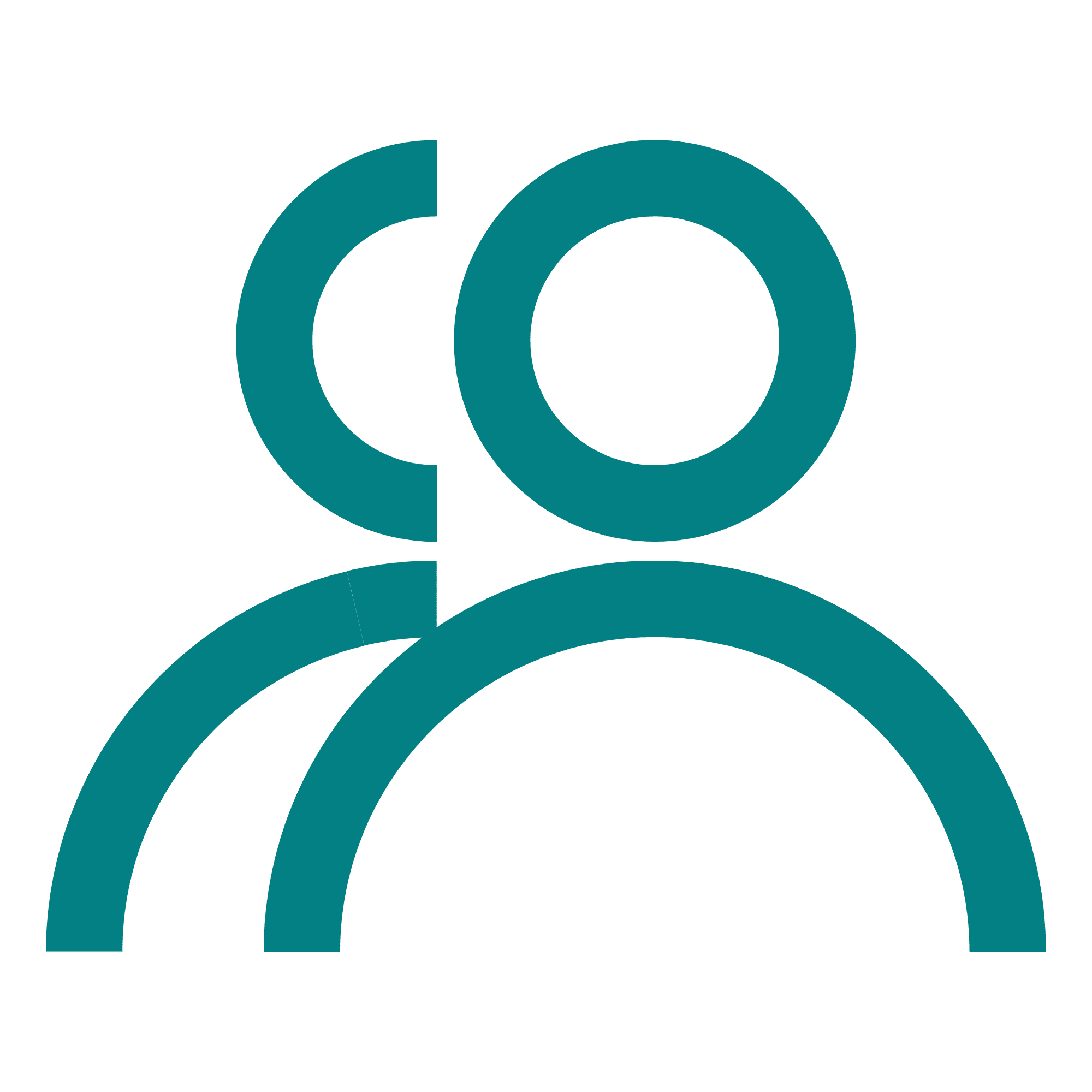 Logo composé de deux cercles superposés de couleur teal, avec un fond noir.