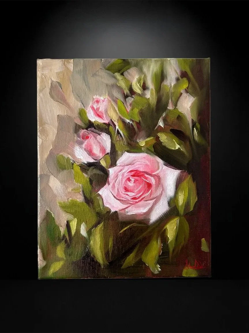 Las rosas del jardín de mi madre
(20 x 30 cm)
Óleo sobre tablilla