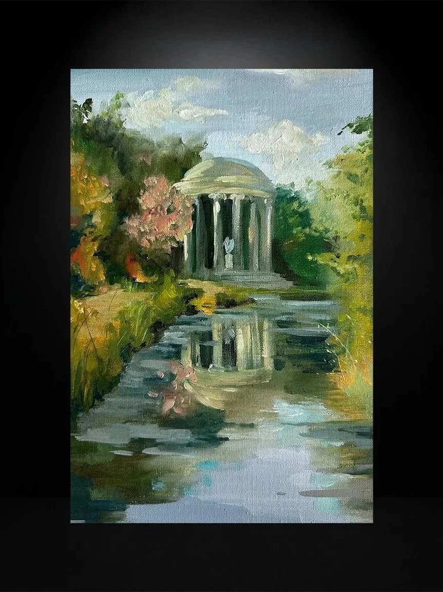 Paisaje con pérgola Nº 1
(20 x 30 cm)
Óleo sobre tablilla 