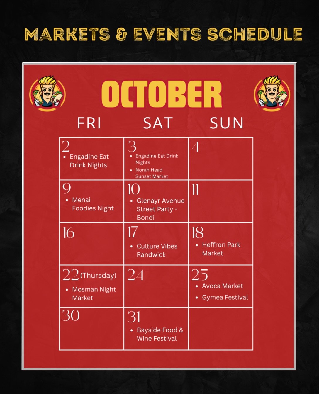 Central Coast to Engadine and plenty in between - we&rsquo;ve got you covered this October!