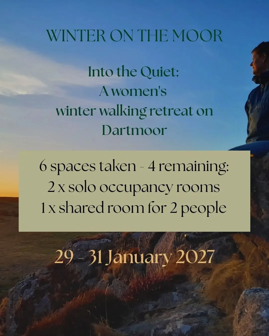 WINTER ON THE MOOR

Into the Quiet: A women's winter retreat on Dartmoor

6 spaces now taken - 4 remaining! 

I'm thrilled to be offering the first Wild Calm Dartmoor winter retreat in January.

I'm looking for a small group of women who would enjoy 
