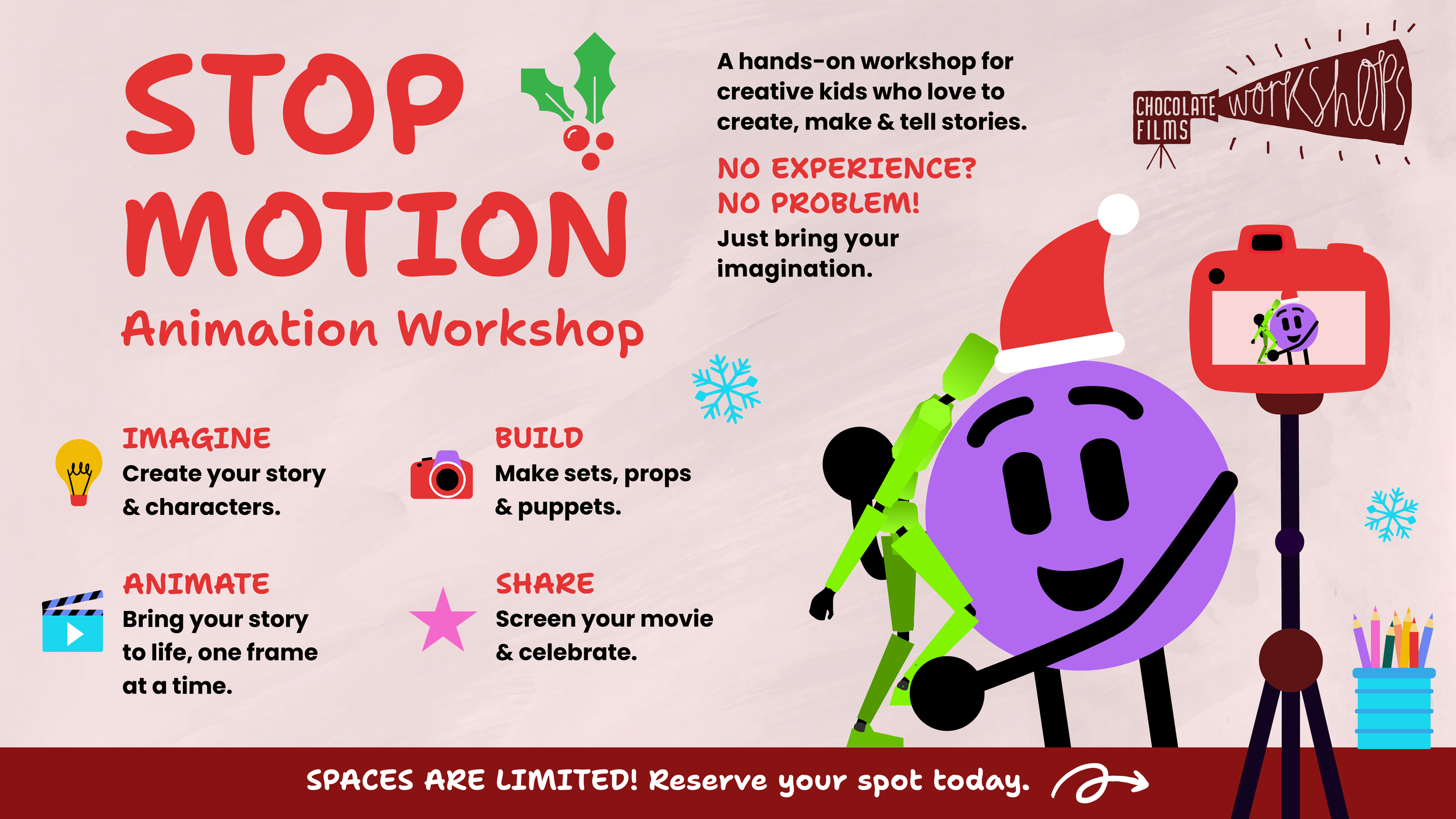 Holiday Animation Workshop (Ages 8–12) 21-22 December 2026