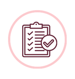 Icon of a clipboard with checkmarks and a magnifying glass, symbolizing inspection or checklist verification.