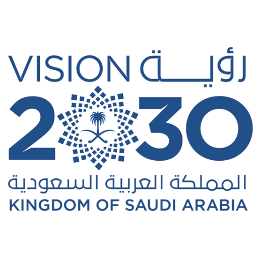 Saudi Arabia Vision 2030 logo with Arabic and English text.