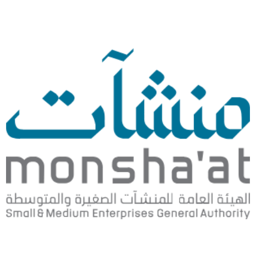 Logo for Monsha'at, the Small & Medium Enterprises General Authority, with Arabic text and English translation.