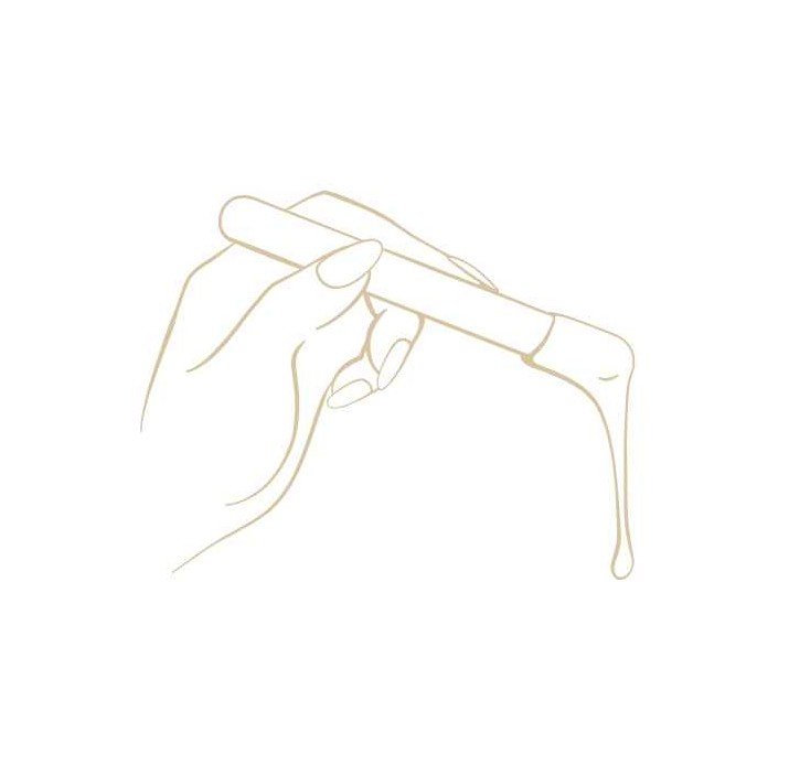 Minimalist line drawing of hands holding a wax spatula with hot wax.