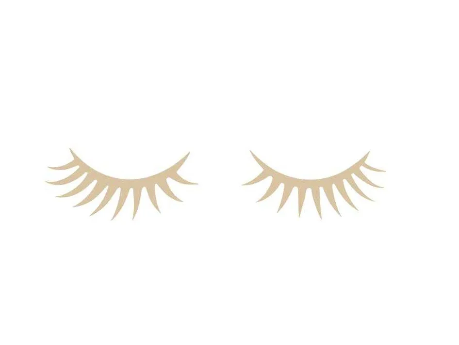 Illustration of closed eyelids with long eyelashes.