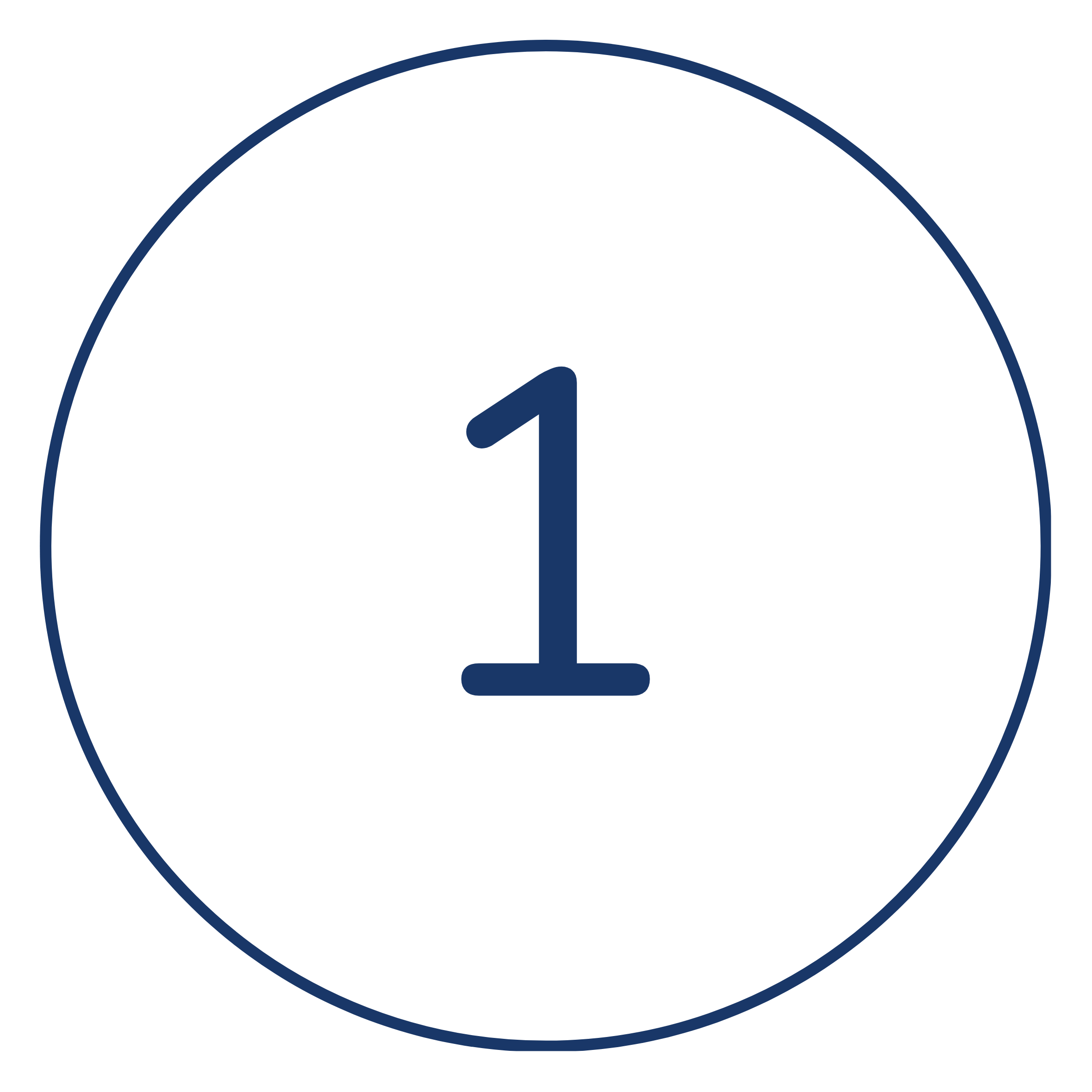 Digital countdown timer displaying the number one with a black background and blue circular border.