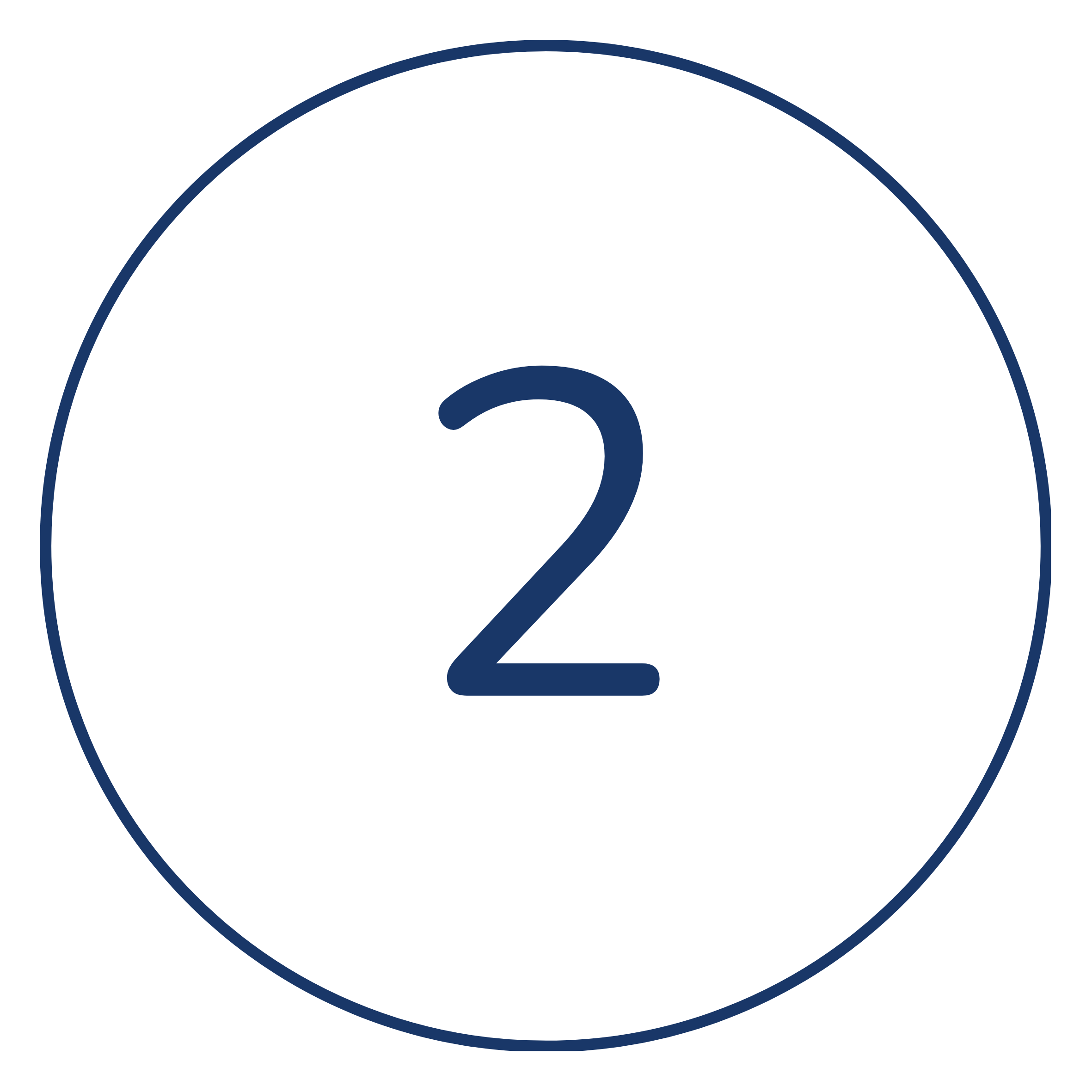Number two displayed in a black circle with a blue outline.