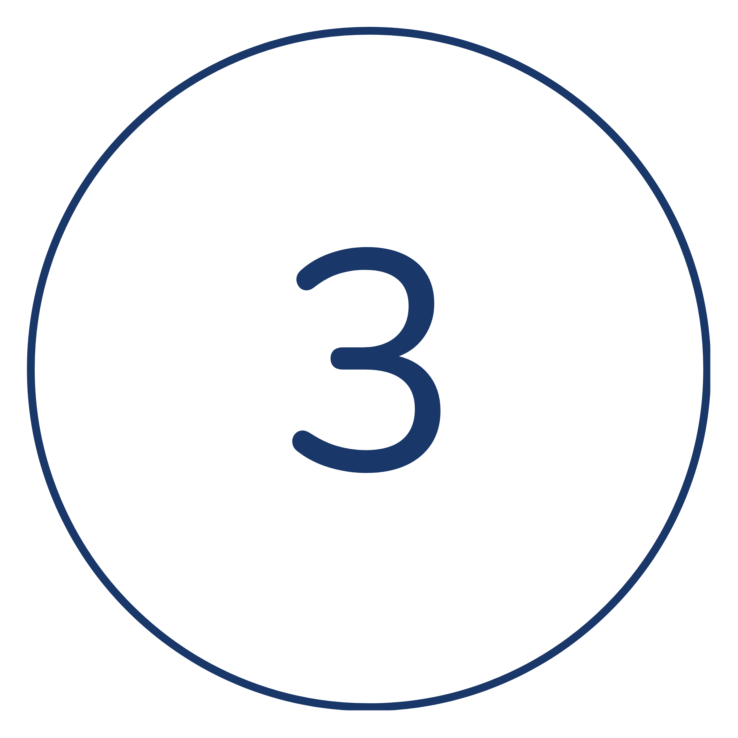 A digital countdown timer displaying the number three in a dark blue circle.