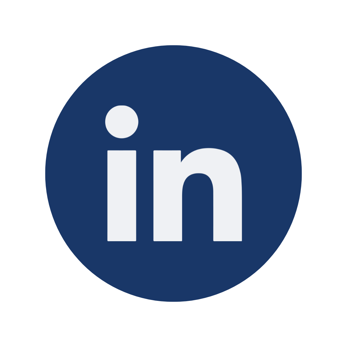 LinkedIn logo with a blue circle and white letters 'in' in the center.