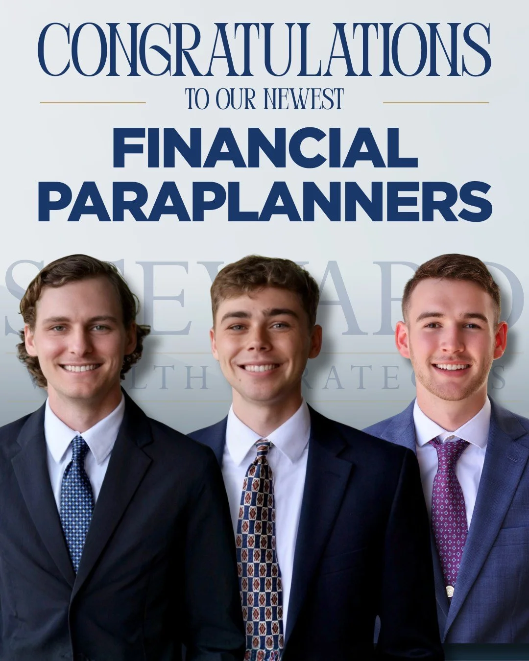 Big congratulations to Drew Applequist, Daniel Griffith, and Scotty Blanchard on their promotions to Financial Paraplanner!

We're thankful for each of you and the hard work you've put in to reach this milestone. Your dedication to serving our client