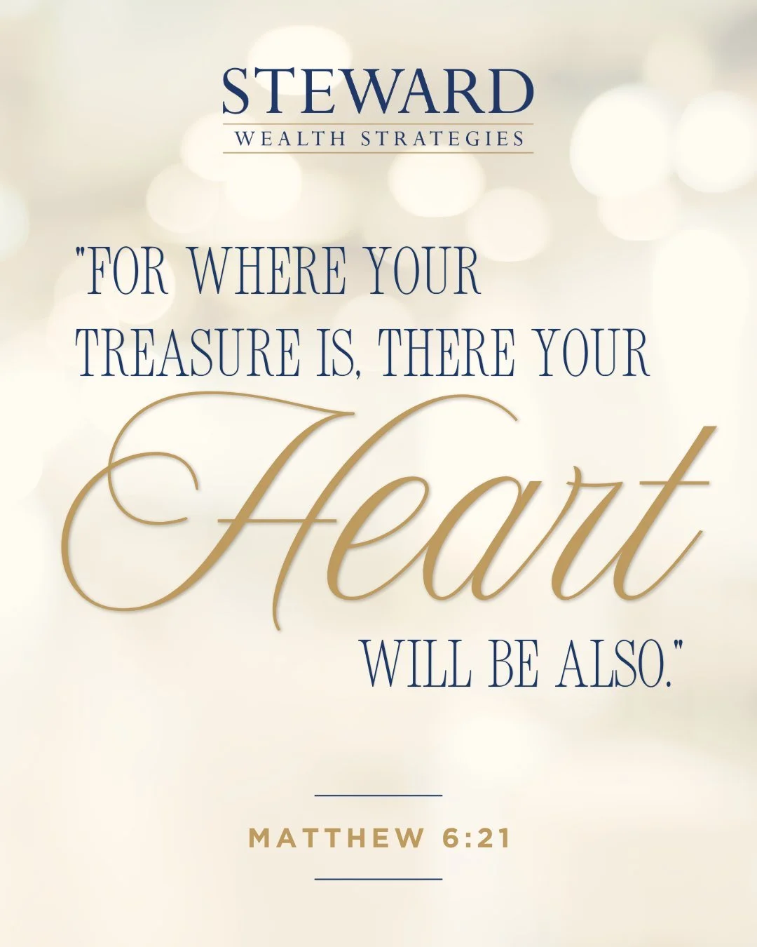 Happy Friday! The way we steward our resources reflects what matters most to us. May we be intentional with what God has entrusted to us, keeping our hearts focused on what has lasting value.

&ldquo;For where your treasure is, there your heart will 