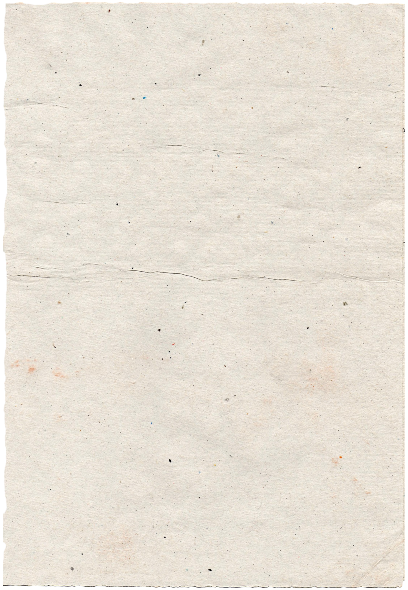 An empty, slightly textured piece of beige paper with small scattered specks and tiny imperfections.