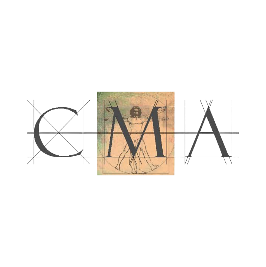 The image features the word 'CREMA' with artistic drawing elements, including the Vitruvian Man by Leonardo da Vinci as the background.