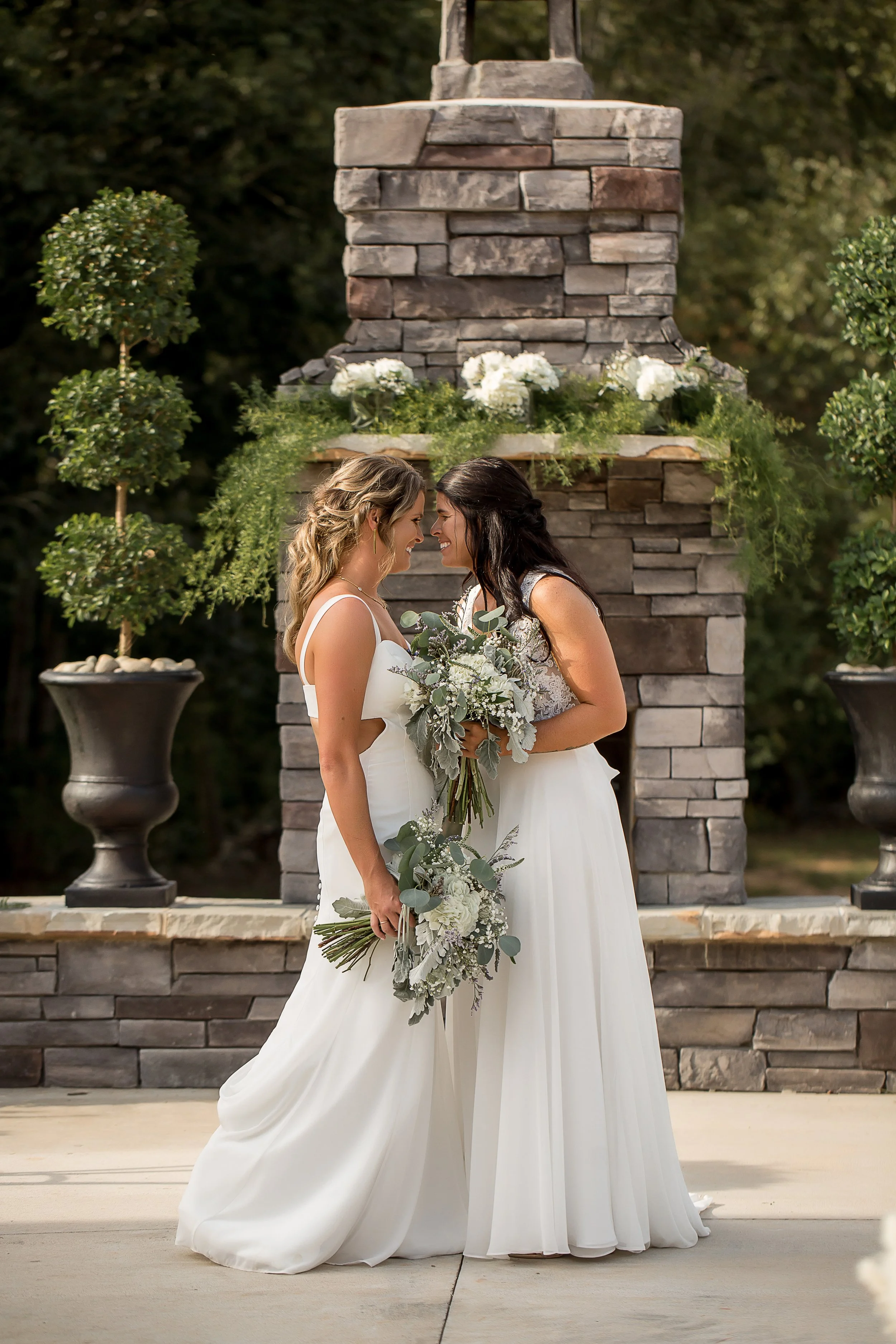 lgbt wedding two brides creekside farm outdoor ceremony
