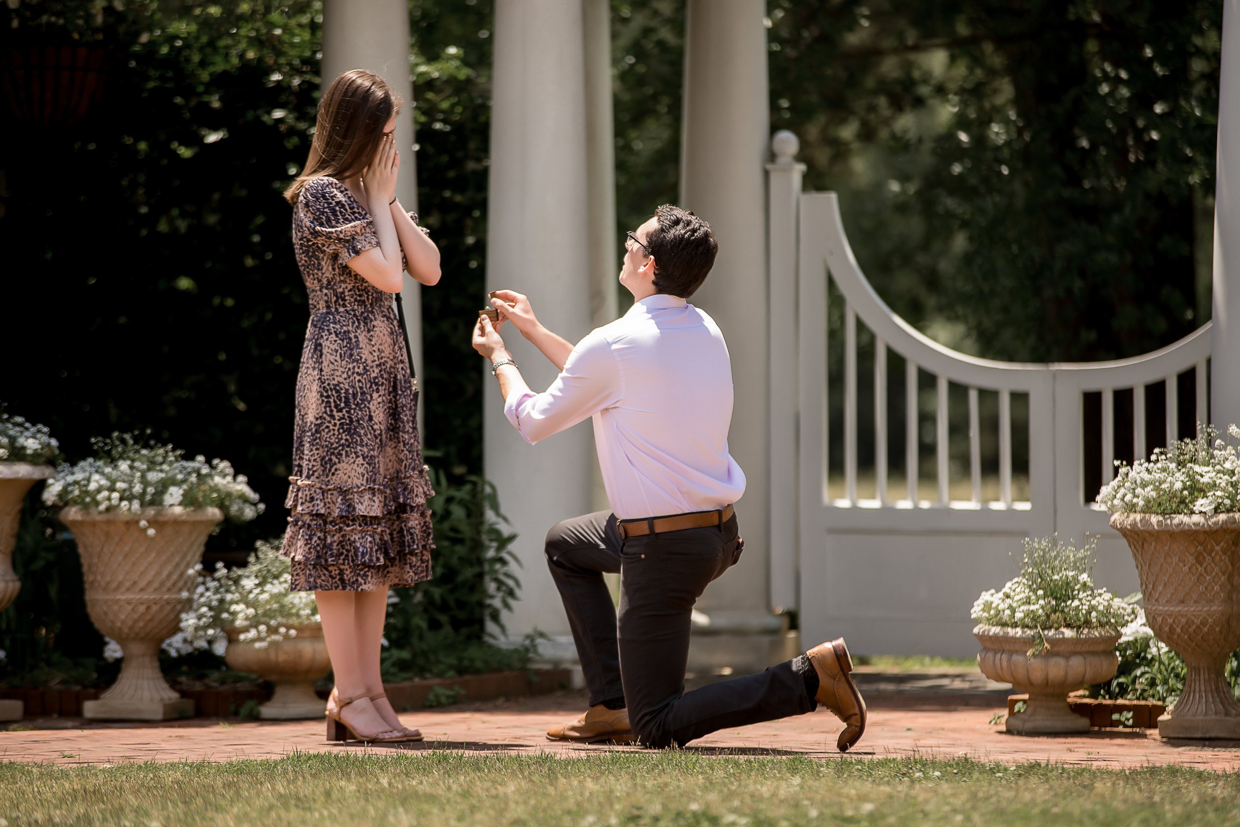 charlotte north carolina wedding photographer surprise proposal engagement daniel stowe botanical garden