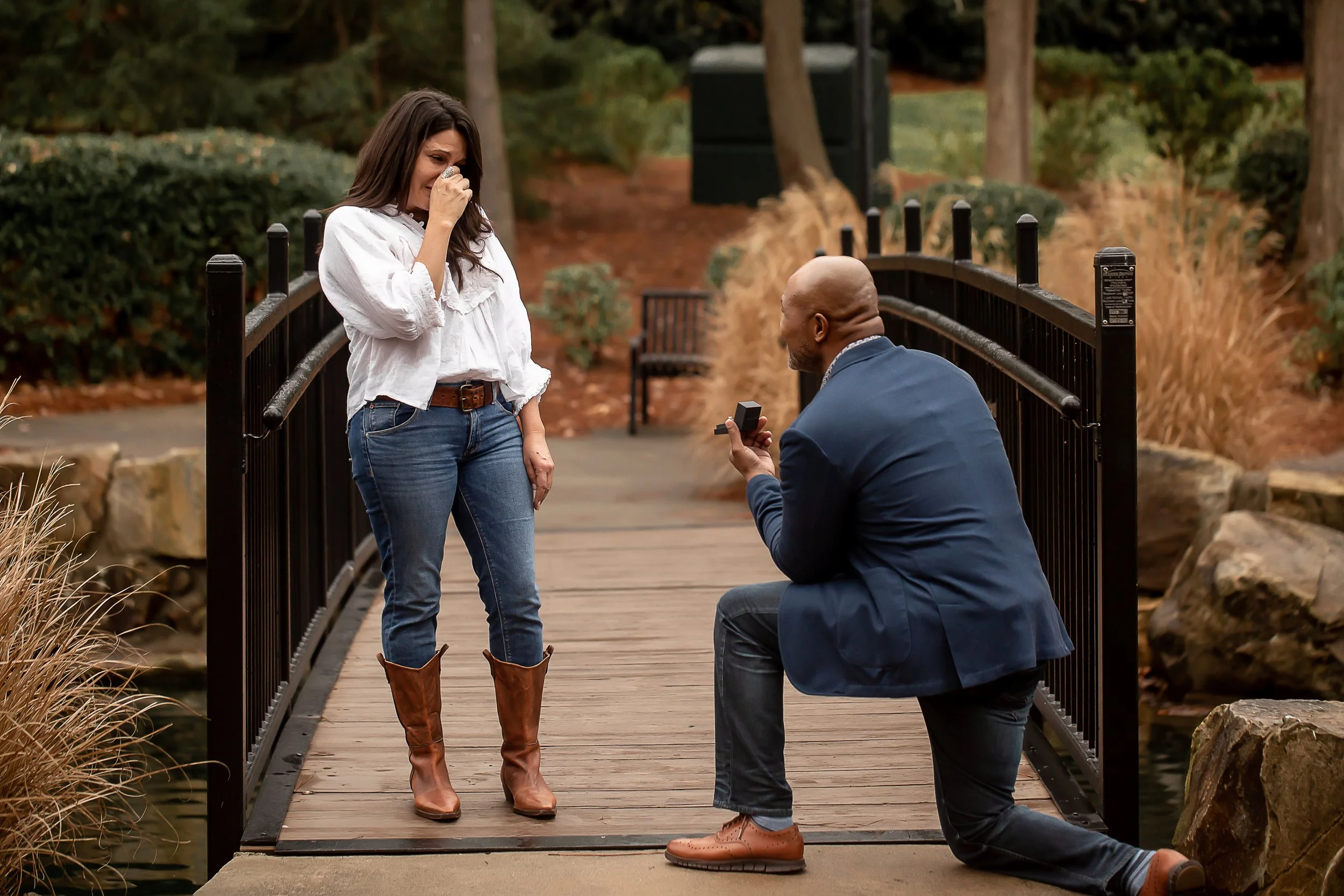 charlotte north carolina wedding photographer surprise proposal engagement cullman park ballantyne