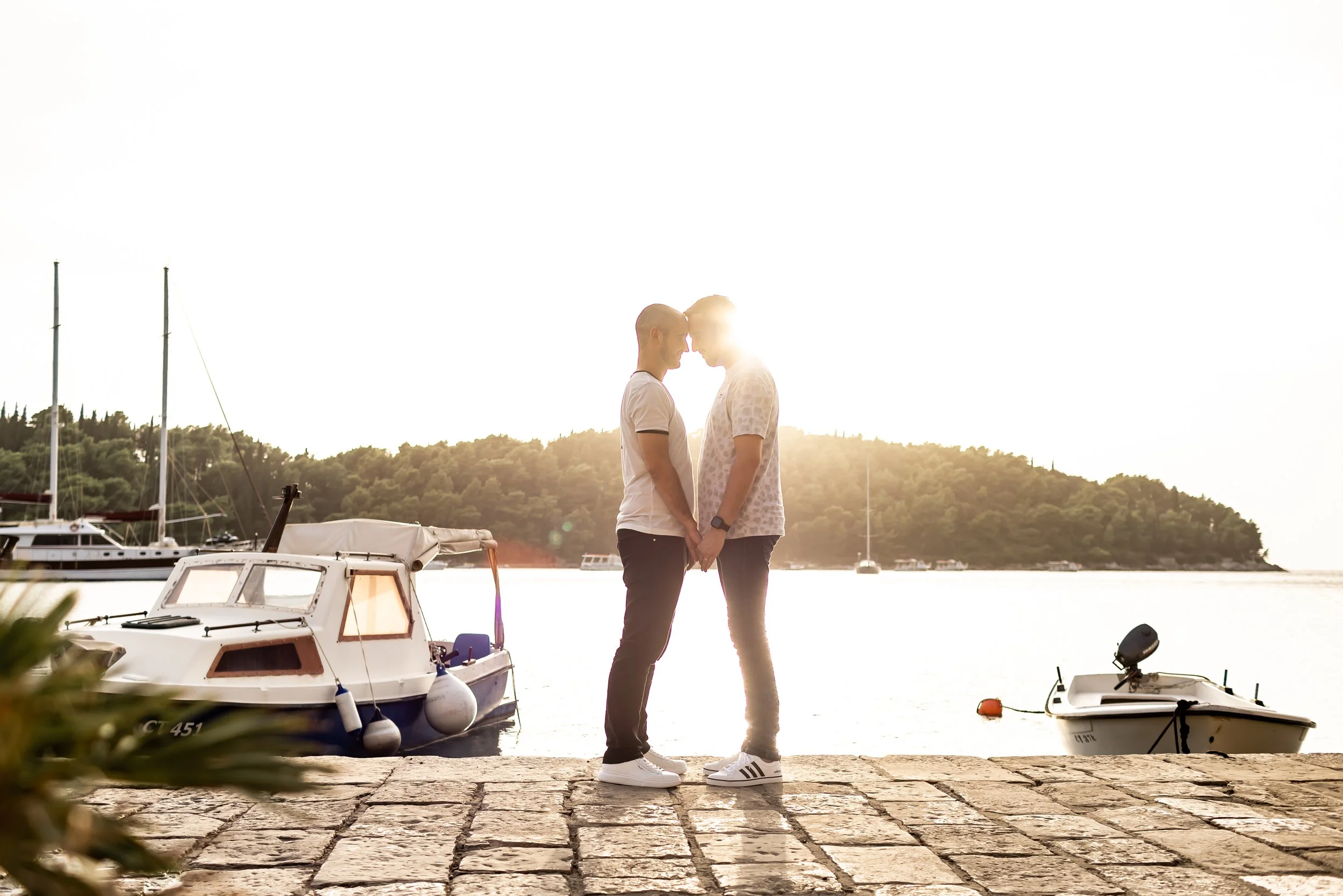summer engagement session croatia dubrovnik cavtat harbor golden hour