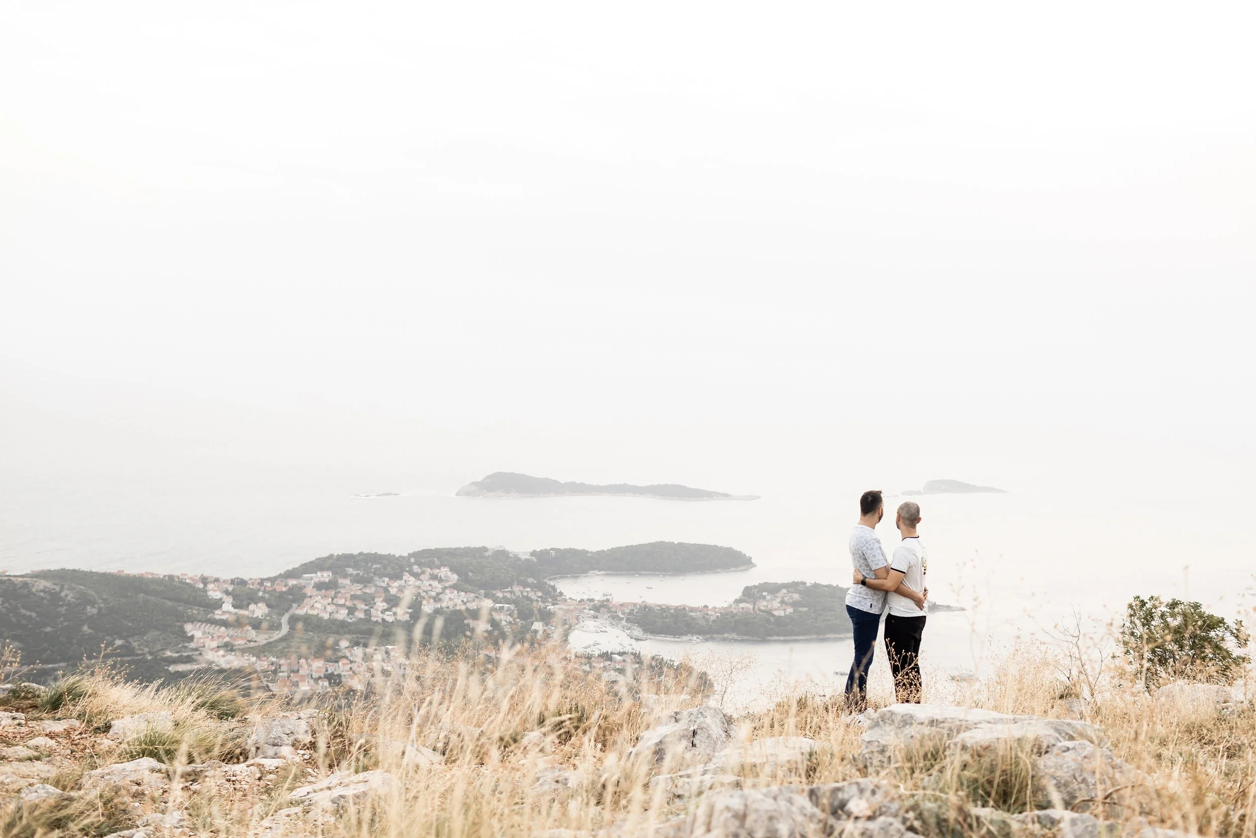 couple overlooking cavtat croatia destination engagement photography