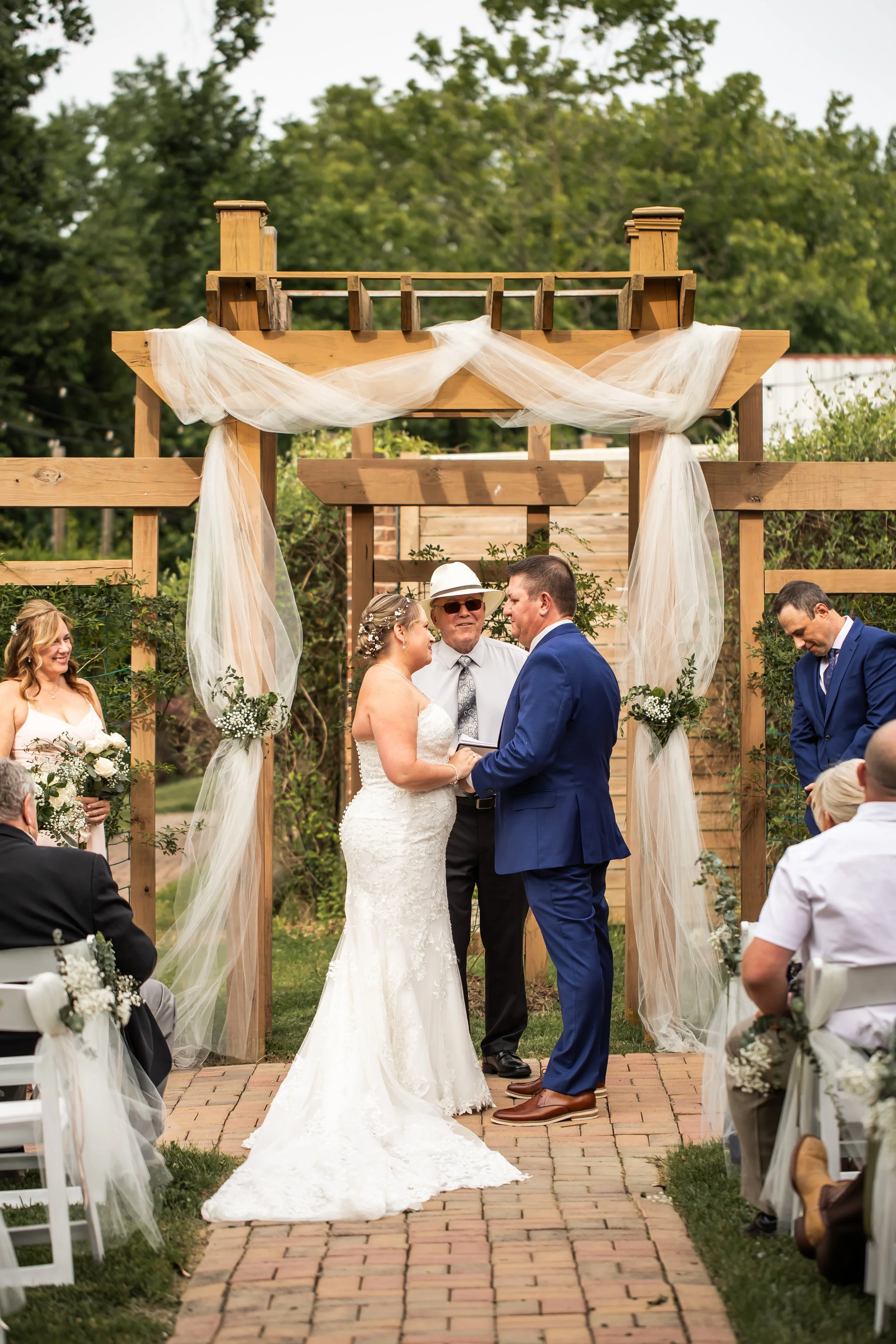 outdoor wedding bride and groom exchanging vows summer charlotte nc