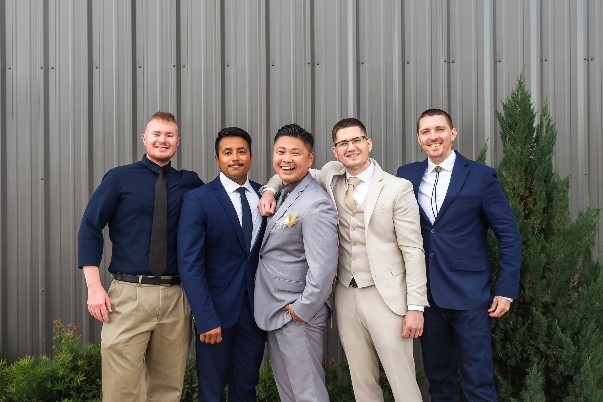 groom and friends micro wedding vineyard north carolina