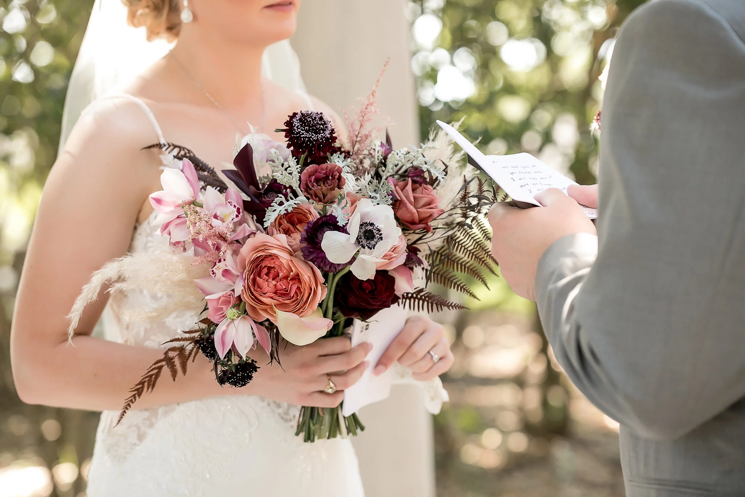 bride and groom exchange private vows