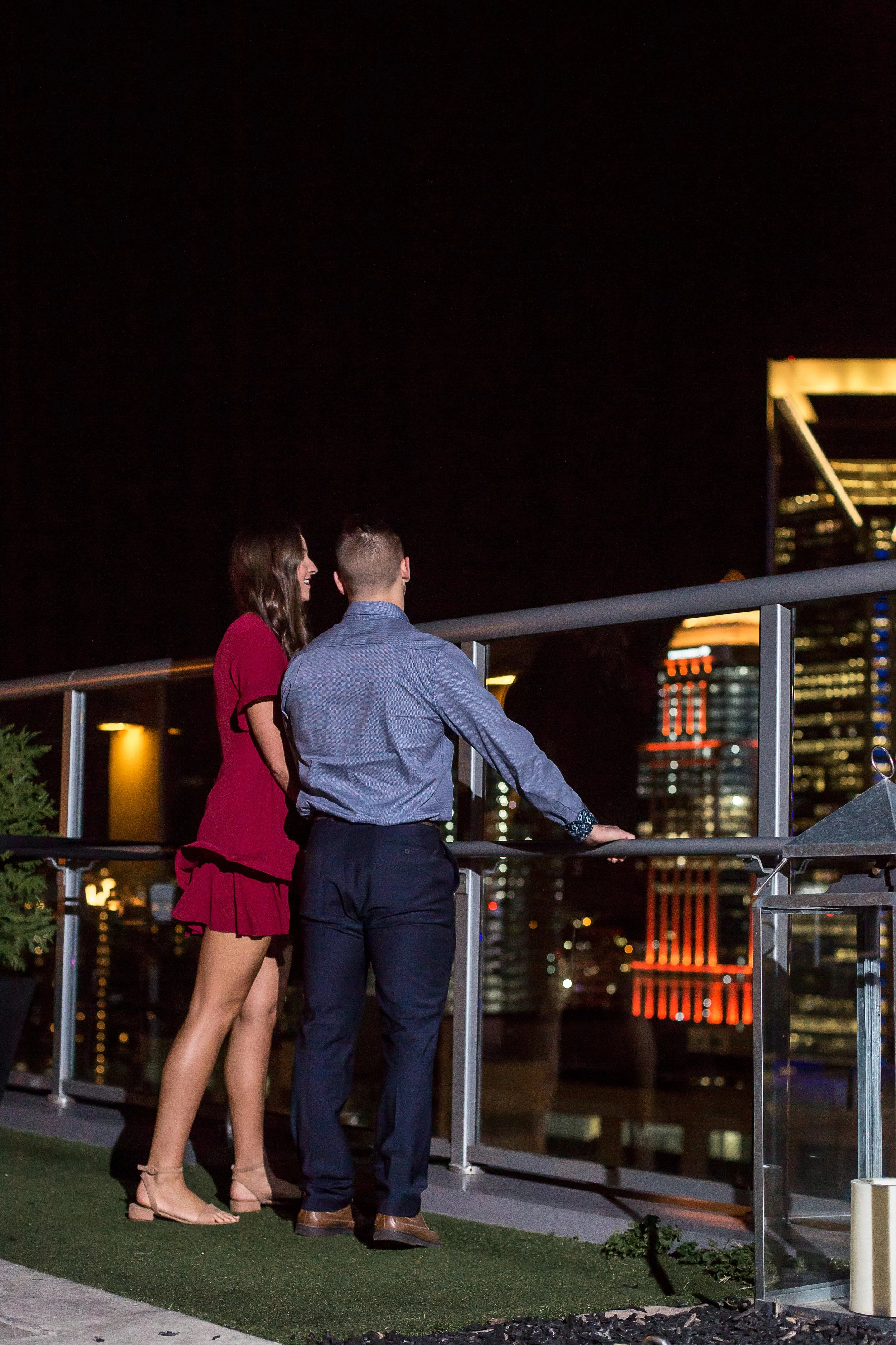 surprise proposal photography night time charlotte nc