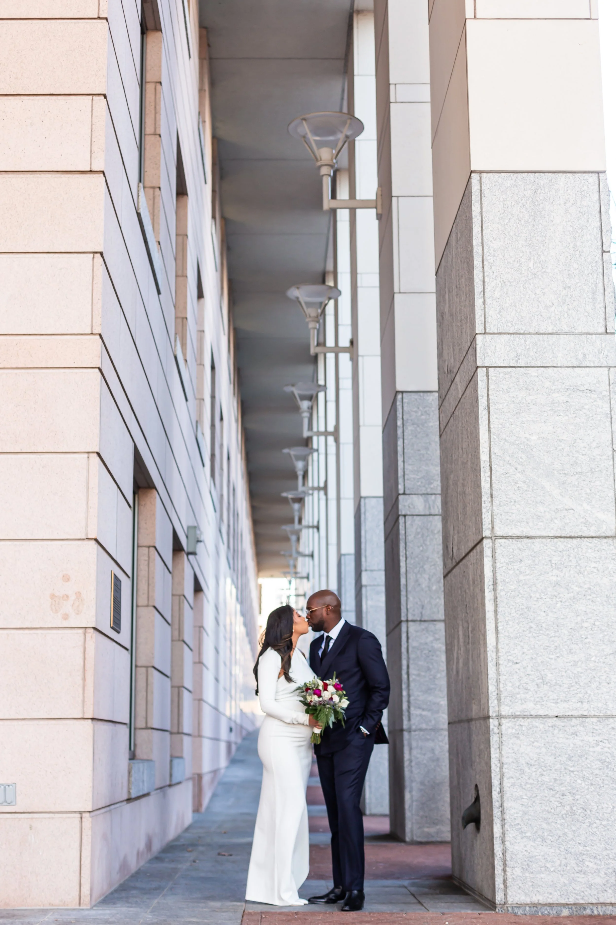 african american couple winter courthouse elopement charlotte nc mecklenburg county court