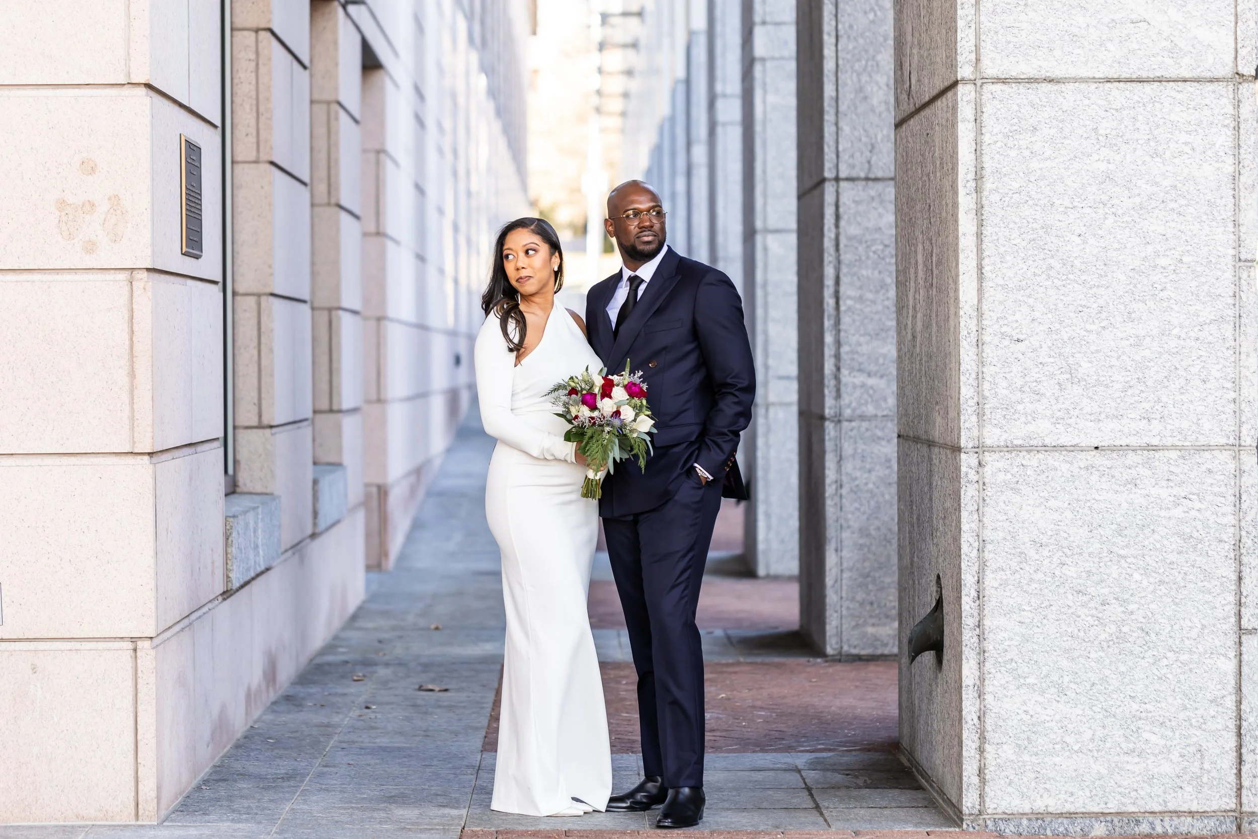 beautiful black couple celebrates marriage in uptown charlotte courthouse elopement