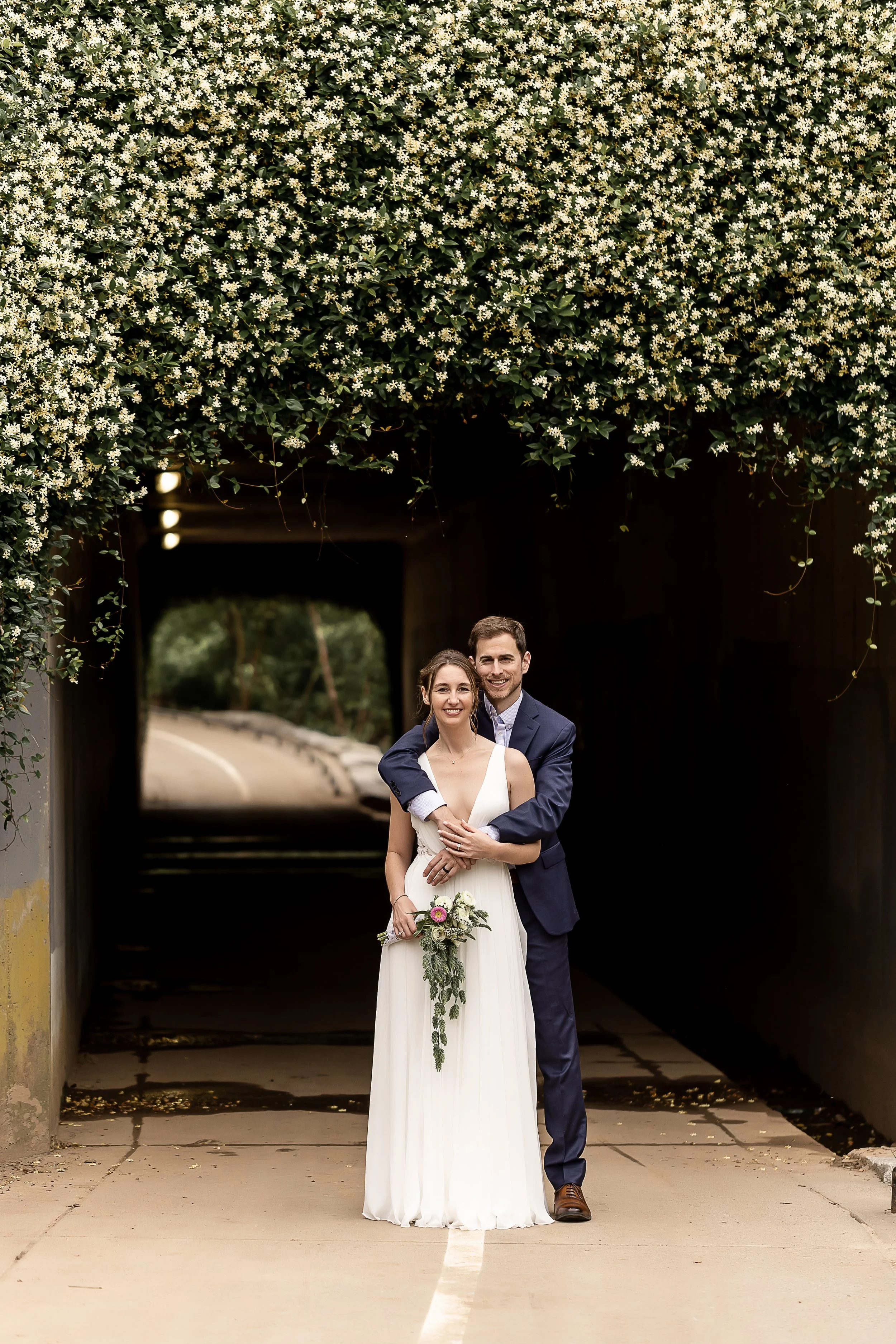 Elizabeth Park Charlotte NC wedding elopement bride and groom