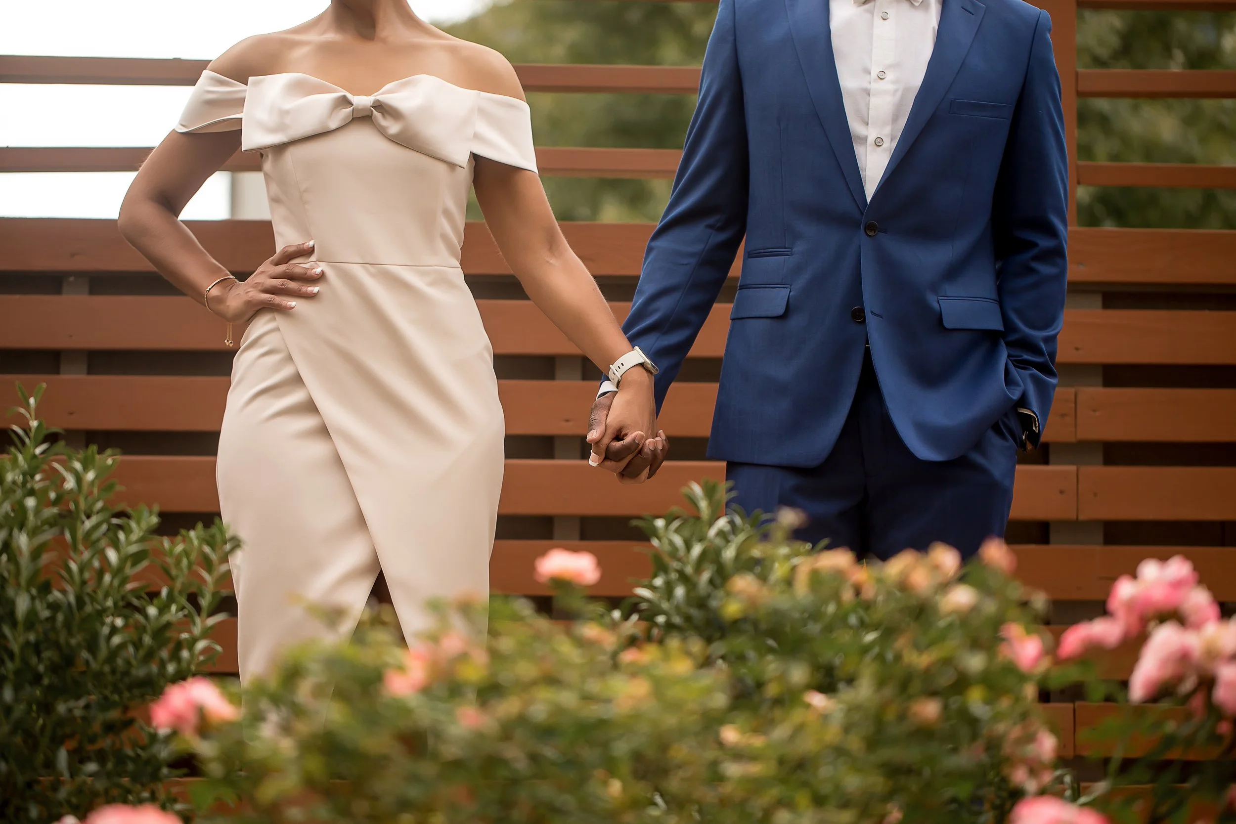 stylish elopement attire on black couple