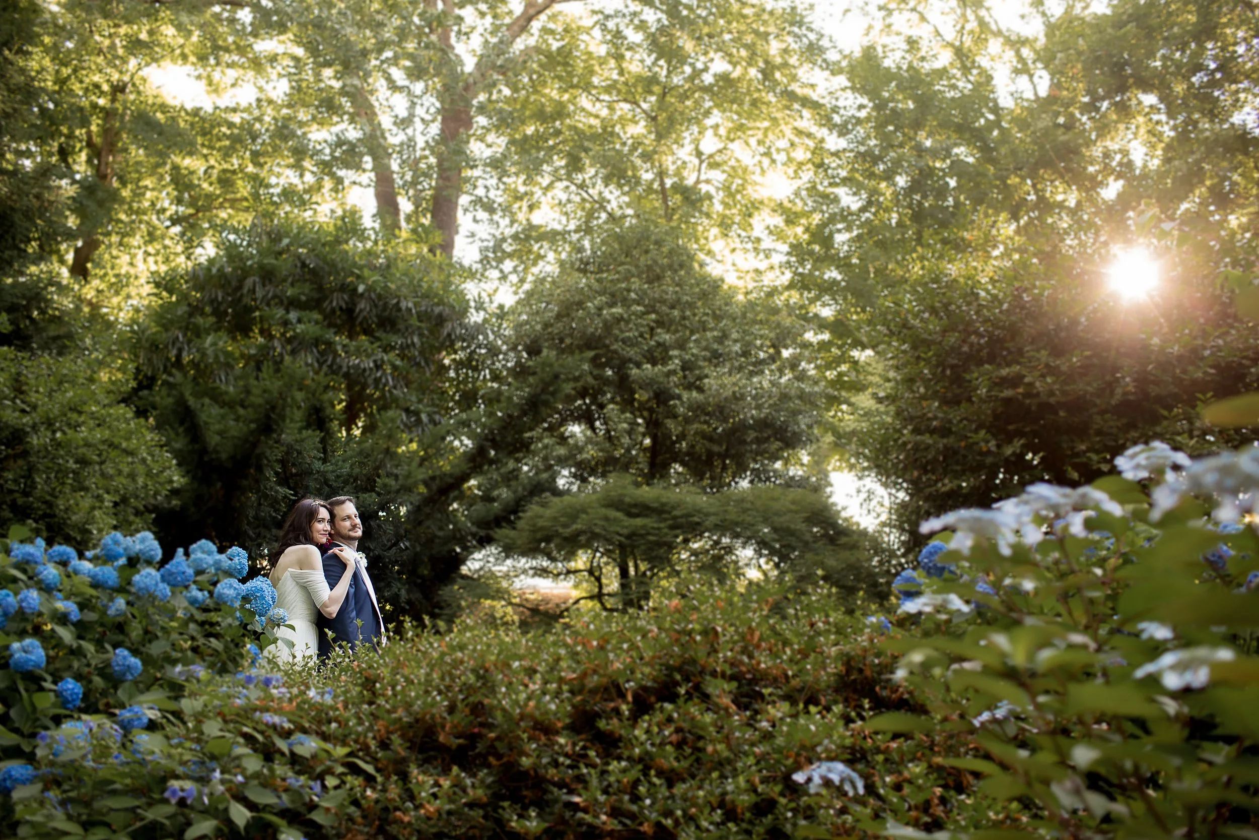 romantic elopement at uncc botanical gardens charlotte nc with soft afternoon light