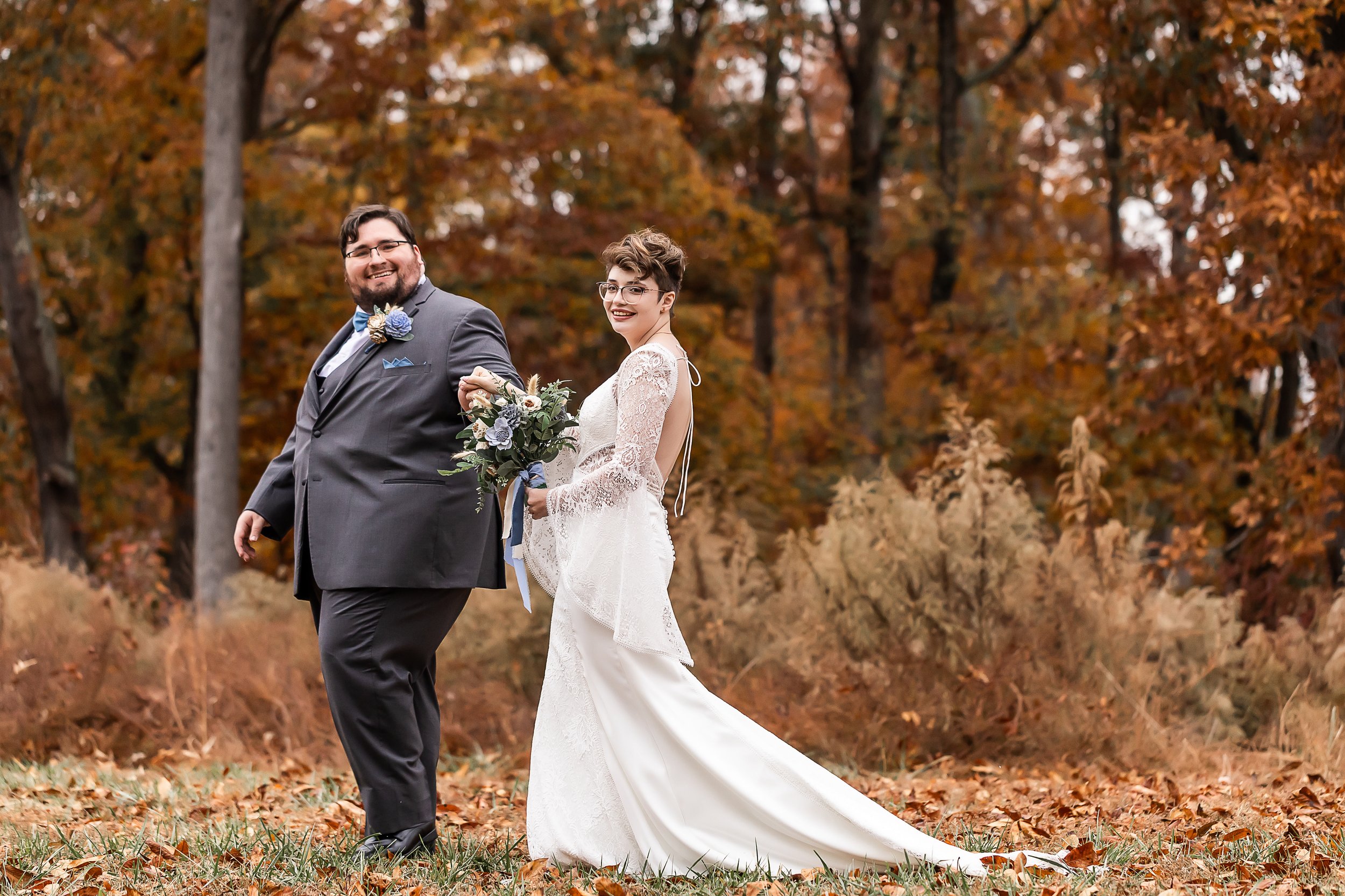 wedding portrait in the woods